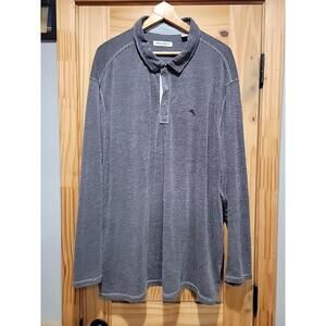 Tommy Bahama Mens 3XB Flip Coast Long Sleeve Fishing Shirt Gray Stripe Tencel